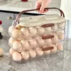 Caixa de Armazenamento de Ovos para Geladeira, Grau Alimentício, Porta-Ovos Inclinado Multicamadas para Cozinha com Porta Lateral