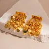 Pendientes de Resina Plegados con Aguja de Plata Transfronterizos Europeos y Americanos, Pendientes Estilo Maillard, Pendientes Ovalados Simples de Lujo Ligero de Gama Alta