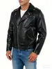 Chaqueta de Cuero PU para Motociclista de Hombre Transfronteriza Europea y Americana 2026 Ajuste Delgado Solapa Cremallera Abrigo Moda Tendencia Estilo Primavera y Otoño