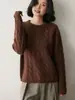 Suéter de Cachemira con Punto Trenzado Redondo, Nuevo Estilo Otoño e Invierno 2026, Suéter Base de Lana Trenzado Grueso Holgado para Mujer