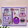 Nuevo Cuaderno de Cuero Sintético Kuromi, Peine, Espejo, Pegatinas, Papelería Divertida, Set de Papelería Estilo Dibujo Animado Lindo