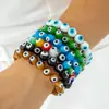 Joyería Europea y Americana Pulsera de Ojo del Diablo Bohemia con Cuentas Moda Ojo Personalizado Pulsera Elástica Venta al por Mayor