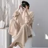 Pijama de Algodón y Seda para Mujer, Delgado de Manga Larga para Primavera y Otoño, Talla Grande Moderno, Ropa de Casa de Lujo de Algodón Artificial