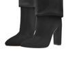 Calças de salto grosso Botas Cross-border Novas botas femininas de cano grande e bico fino com fivela de metal Botas médias longas pretas tamanho grande