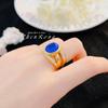 Familia de tarjetas con el mismo estilo de sentido de alta gama medieval color anillo de piedra preciosa Europa y Estados Unidos diseño de personalidad de oro de lujo ligero anillo retro para mujer