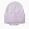 Gorro de Punto Minimalista Estilo Japonés Color Sólido Mezcla de Pelo de Conejo para Mujer, Otoño e Invierno, Adelgazante, Versátil, Cálido Protector de Orejas
