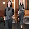 Traje de Mujer de Moda 2026 Primavera Nuevo Elegante Chaleco Camisa Básica Ajustada Adelgazante Pantalones de Pierna Ancha Elegante Conjunto de Tres Piezas