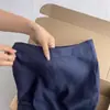¡Altamente Recomendado! Falda de Lino Azul Marino Estilo Old Money para Mujer, Falda Ligera y Transpirable de Cintura Alta Corte A con Cola de Pez para Verano