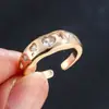 Anillo Abierto Best-Seller Transfronterizo de Lujo Ligero Incrustado de Circonita, Anillo Irregular de Estilo de Moda de Gama Alta, Anillo de Diseño de Nicho