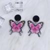 Aretes de Mariposa Estampados Estilo Bohemio Diseño Retro Personalizado Aretes Acrílicos Aretes para Mujer