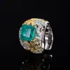 2024 Huabi joyería cobre chapado en oro retro moda color simulación tesoro retro anillo cuadrado femenino 10*10