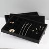 Plato para Joyería de Franela Negro PU Exhibidor de Aretes Stud Pulsera Pulsera Rack de Almacenamiento para Collares Bandeja de Cuero