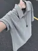 Camisa Polo de Verano para Hombre con Patrón de Escamas de Dragón, Cuello de Gaviota, Manga Corta, Seda Helada Transpirable, Cuello Campana, Estilo Americano, Texturizada, Hombro Normal, Manga Media