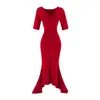 Nuevo vestido largo bodycon de cola de pez elegante de alta gama estilo europeo y americano para verano 2026 vestido de mujer moderno de manga corta