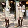 Belleza de piernas largas~ Botas adelgazantes que aumentan la altura interior, botas altas elásticas de tubo alto con punta redonda de tacón medio para invierno 2026 para mujer