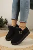 Botas de Neve Tamanho Grande Novo Outono/Inverno Casual Quente Forradas de Pelo Fundo Plano Cano Curto Botas de Neve Solado Grosso Sapatos de Algodão Femininos