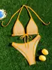 Traje de Baño Bikini Sexy de Rayas Nuevo Transfronterizo Conjunto de Tres Piezas