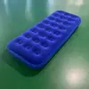 Fornecimento de fábrica Colchão inflável de PVC com flanela azul para exterior de solteiro 24 furos cama de ar para exterior
