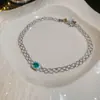 Aretes Redondos con Tachuelas de Diamante Cuadrado y Cadena Plateada, Cadena de Suéter Estilo Corte Vintage Francés, Exquisito Juego de Joyería de Alta Gama