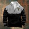 2025 Nuevo Producto Transfronterizo Estampado Retro Moda Casual Camisa de Hombre Manga Larga Cuello Mao Sudadera con Media Cremallera
