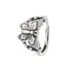 Anillo Retro de Mariposa, Anillo Sencillo y de Alta Gama de Plata Tailandesa Imitación con Calados para el Dedo Índice, Anillo Abierto de Estilo Étnico Moderno y Versátil