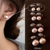 Verano Nuevo Shijia Aretes de Perlas de Pan al Vapor para Mujer Plata de Ley S925 Aguja de Plata Nicho Alta Gama Lujo Ligero Combinación con Todo Personalidad