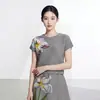 Elegante y Hermoso Top de Manga Corta de Issey Miyake, Nuevo Suéter Corto Estampado Verano 2026, Camiseta Elegante y Versátil