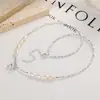 Pulsera de Plata Quebrada con Perla y Moño para Mujer Plata de Ley 925 Nueva Moda Diseño de Personalidad Pulsera ins Bracelet