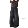 Pantalones retro de pierna ancha para hombre, talla grande, estilo americano, adelgazantes, para primavera y otoño, jeans largos de mezclilla lavada, estilo versátil de pierna recta curvada