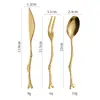 Cuchillo, Tenedor y Cuchara de Acero Inoxidable 410 Forma Creativa de Rama Cuchara Pequeña Doméstica Cuchara para Postre Café Palillo de Fruta Juego de Cuchillo y Tenedor para Pastel de Luna