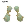 WT-E692 Pendientes de longitud media con doble gema incrustada de circonita de nicho, gemas multicolor opcionales, pendientes simples y refrescantes