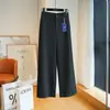Pantalones largos de lana acetato de talle alto, adelgazantes, rectos, estrechos, de pierna ancha, para mujer, pantalones casuales, nuevo estilo otoño invierno