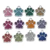 Liga Colorida Pingente de Pegada de Cachorro com Gotejamento de Óleo Tag de Gato com Glitter Pingente de Joia de Garra de Urso Feito à Mão DIY