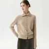 Cárdigan de Cachemira Estilo Old Money para Mujer, Suéter de Punto de Cuello Alto Otoño/Invierno, Jersey, Botones, Top Cálido, Capa Base