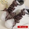 Cordones de Gasa de Nieve con Estampado de Leopardo 2.5cm-4cm Cordones Ensanchados Patrón de Estampado de Leopardo Cordones de Encaje de Gasa de Seda Cordones Planos