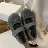 Zapatos de lana tipo lazo estilo Chanel con plataforma interior y forro de felpa para mujer, nuevos zapatos Mary Jane de punta poco profunda con pelo para otoño e invierno 2026