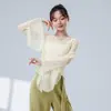 Ropa de Práctica de Danza Clásica para Mujer, Mangas Nuevas de Hoja de Loto, Ropa de Gasa con Rima, Ropa de Danza China para Mujer, Elegante Ropa para Actuación Corporal