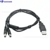 Cable de Alimentación DC, Uno a Dos USB A Macho a DC5.5*2.1 Cable de Carga, DC5.5*2.5 a Cable USB