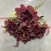 Suministro Transfronterizo de Aliexpress Ramo de Flores Artificiales Dalia de Coral de 7 Pétalos Decoración para Sala de Estar del Hogar Flor de Seda Artificial