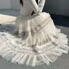Falda de Malla Multicapa Esponjosa Estilo Pastel para Mujer de Principios de Primavera Falda de Ballet Francesa de Cintura Alta Línea A de Longitud Media