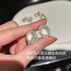 Pendientes de circonita redonda de calcedonia blanca hielo para mujer, nuevos pendientes de aguja de plata 925 de lujo ligeros de estilo nacional chino de alta gama