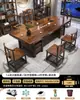 Mesa de Té Grande y Juego de Sillas Una Mesa Cinco Sillas Nuevo Estilo Chino Mesa de Café Juego de Té Integrado Juego Completo Oficina Hogar Estación para Preparar Té