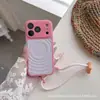 Funda protectora magnética de color caramelo con diseño de ola contrastante, adecuada para iPhone 18 Pro Max, con cordón creativo, funda para teléfono Apple 18