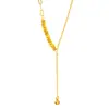 Colar Puzuo Cor Forte que Preserva 24K Ouro Brilhante Franja de Ouro Quebrado em Forma de Y Corrente de Clavícula Assimétrica Francesa Colar de Pescoço Versátil para Mulheres