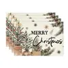 Manteles individuales de lino transfronterizos con renos navideños, tapetes de mesa, posavasos, tapetes para tazas de café, decoraciones navideñas, tapetes resistentes a las manchas y con aislamiento térmico