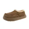 Zapatos de Algodón Gruesos con Suela Gruesa y Terciopelo de Invierno para Mujer, Uso en Exteriores, Mocasines Resbaladizos Esmerilados para Hombre Perezoso, Aumentadores de Altura, Cálidos, Pantuflas de Algodón para la Nieve