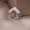 Anillo Ajustable de Plata S925 con Perla Shijia Retro Francés Luz Lujo Moda Elegante Diseño Nicho Anillo para Mujer