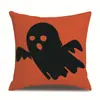 Funda de almohada de lino para Halloween, funda de cojín para reposacabezas impresa