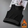 Colete quente espesso com forro de fleece para homens, corte slim, sem mangas, adequado para outono e inverno, camada interna, colete de base apertado