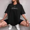 Algodón Puro Estampado de Letras Nuevo de Moda Verano Elegante 100% Estampado Holgado Casual Versátil Cómodo Top de Manga Corta